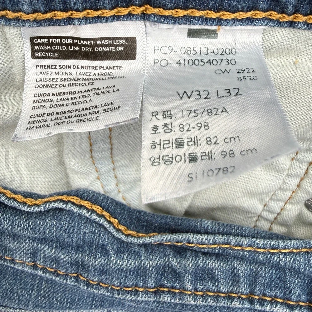 Levis 513 Slim Straight Jeans Mens 32x32 Blue Denim Pants Casual Faded